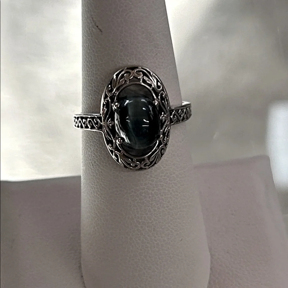 387557 14k labradorite “cats eye” white gold ring - Picture 5 of 6